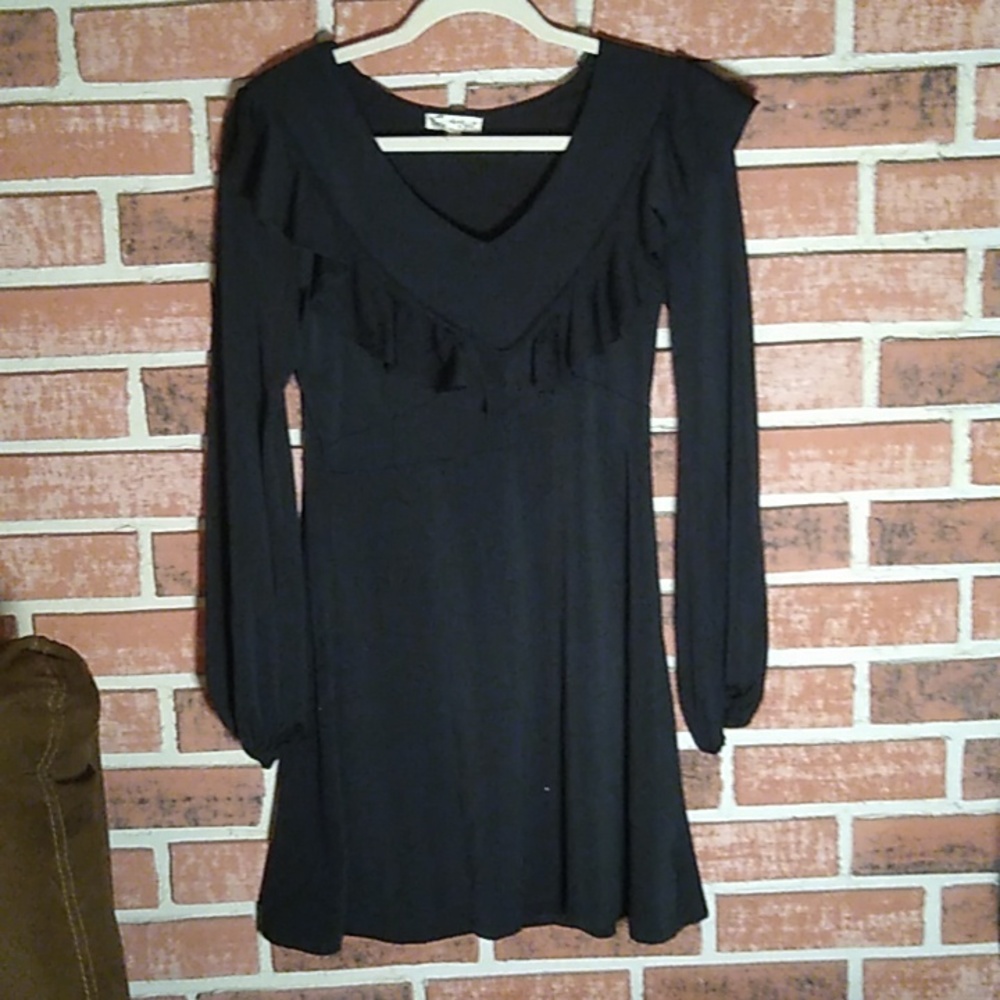 About a girl black long sleeve witchy dress
